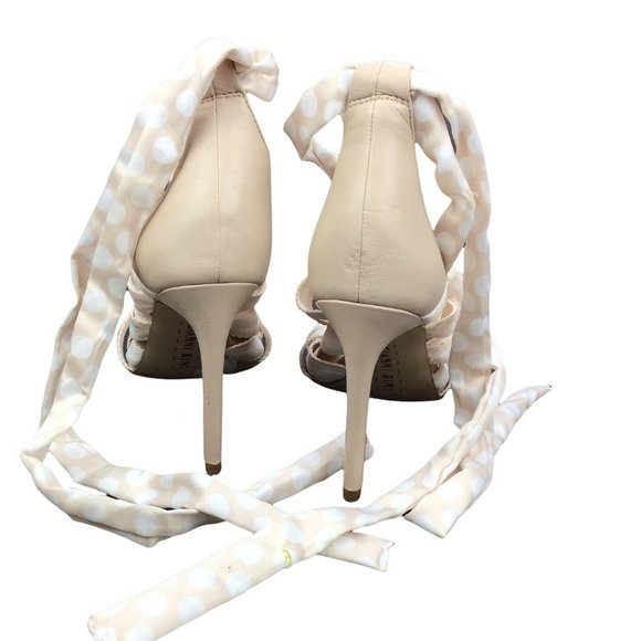 Gianni Bini Soft Pink Polka Dot Lace Up Stiletto Heels Ankle Wrap Shoes 6.5 $168 - Picture 5 of 5